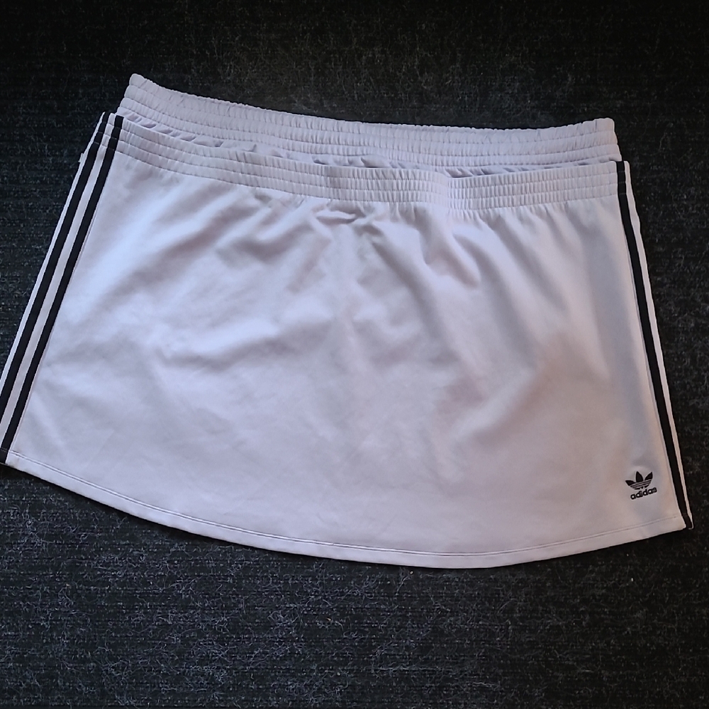 Adidas White Athletic Skirt with Black Stripes